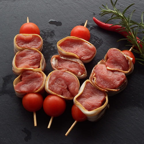 Le porc et BBQ bio : 2 Brochettes filet mignon 150g chacune