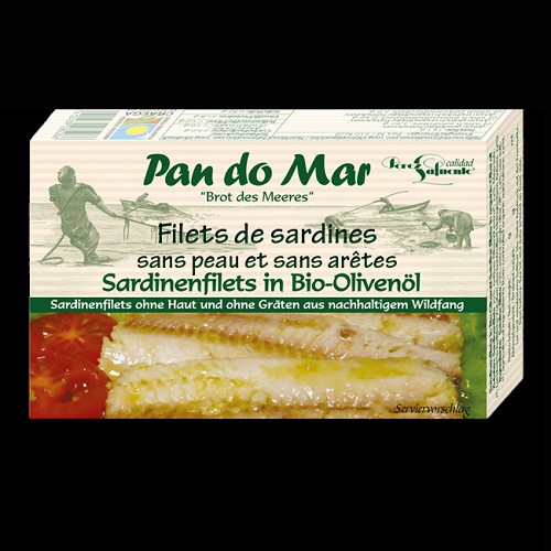 Filets de sardines sans peau et sans arêtes dans de l'huile d'olive Bio