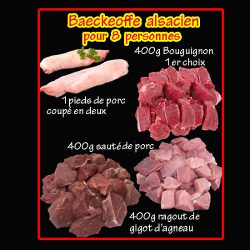 Baeckeoffe: les 3 viandes pour 8 pers
