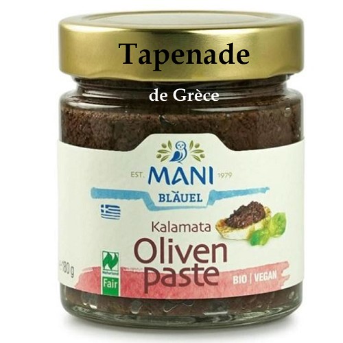 Tous les produits Bio : Tapenade pâte d'olive de Kalamata de Grèce 180g